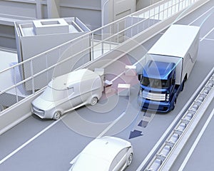 Autonomous car changing lane quickly to avoid a traffic accident