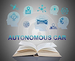 Autonomous car concept above a book