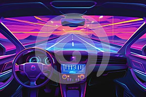 Autonomous car driving on the road with AI self-driving technology