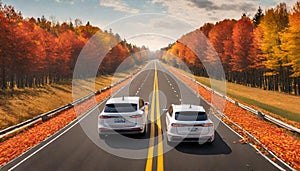 autonomous car effortlessly cruises on an open highway,