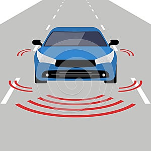 Autonomous car icon drive sensor. Digital autonomous vehicle car self driverless vector smart system