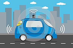 Autonomous car and internet of things iot concept self-driving c