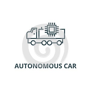 Autonomous car line icon, vector. Autonomous car outline sign, concept symbol, flat illustration