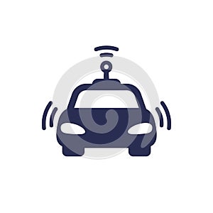 autonomous car, smart vehicle icon on white