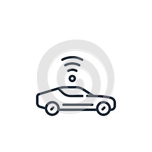 autonomous car vector icon isolated on white background. Outline, thin line autonomous car icon for website design and mobile, app