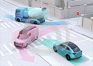 Autonomous cars sharing car`s driving information on the road