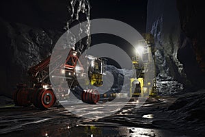 autonomous drilling machines boring into asteroid