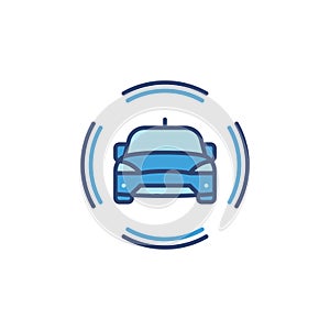 Autonomous Driverless Car vector concept blue icon