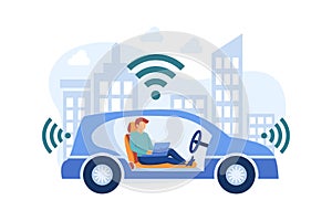 autonomous driving or automatically driving illustration exclusive design inspiration