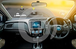 autonomous driving car and digital speedometer technology image photo