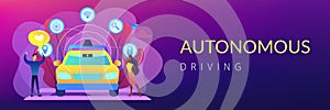 Autonomous driving concept banner header.