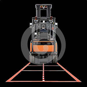 Autonomous forklift operator scanning lidar safety on transparent background photo