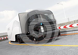 Autonomous hybrid truck driving on highway