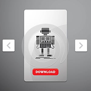 autonomous, machine, robot, robotic, technology Glyph Icon in Carousal Pagination Slider Design & Red Download Button
