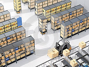 Autonomous Mobile Robots delivering shelves in distribution center