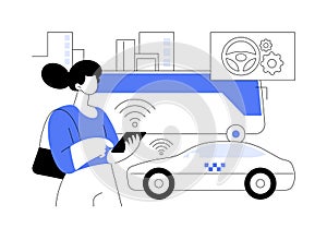 Autonomous public transport abstract concept vector illustration.
