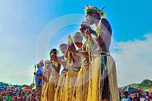 Autonomous Region of Bougainville Cultural Show. Children of Papua New Guinea. Unique Culture Group