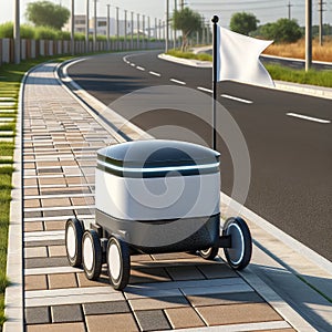 Autonomous robots deliver packages independently. Smart logistics and the concept