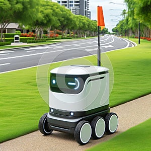 Autonomous robots deliver packages independently. Smart logistics and the concept