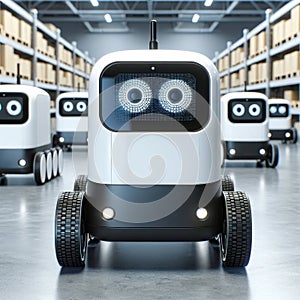 Autonomous robots deliver packages independently. Smart logistics and the concept