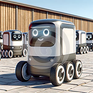 Autonomous robots deliver packages independently. Smart logistics and the concept