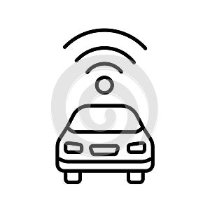 Autonomous self-driving driverless vehicle car side view with radar flat icon