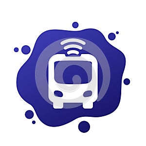 autonomous shuttle bus icon, driverless transport