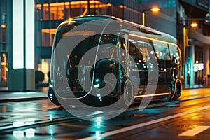 Autonomous smart vehicle future transportation option is hybrid futuristic electric shuttle bus