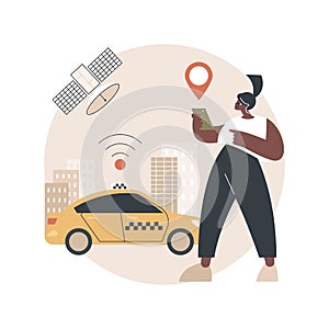 Autonomous taxi abstract concept vector illustration.