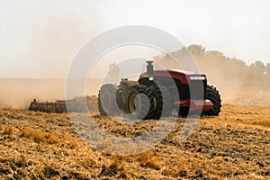 Autonomous tractor on the field. photo