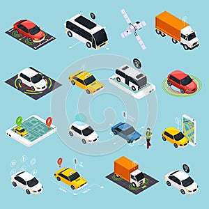 Autonomous Vehicle Isometric Icons Set photo