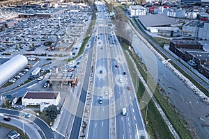 Autonomous vehicles on highway with self driving cars sensing environment by radar and operating safely on speedway thanks to