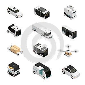 Autonomous Vehicles Isometric Icons