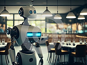 Autonomous waiter robot working in restaurant, concept