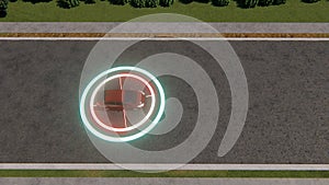 Autopilot car gps in abstract style on deep background. Hud interface. illustration gui. Concept autonomous car. Digital