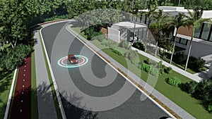 Autopilot car gps for concept design. illustration network. Self driving vehicle. Taxi car illustration. Safety driving