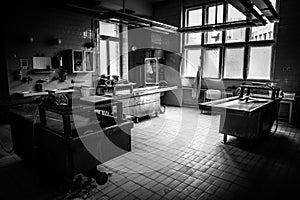 An autopsy room interior