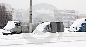 The autos under snow