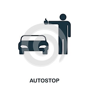 Autostop icon. Mobile app, printing, web site icon. Simple element sing. Monochrome Autostop icon illustration. photo