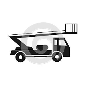 Autotower black icon. mobile aerial tower. Boom Trucks