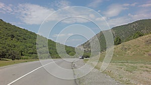Autotravel Summer south of Crimea. Beautiful serpentine mountain roads.
