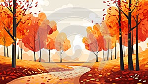 Autumn Adventures: A Vibrant Cartoon Forest Illustration for a C