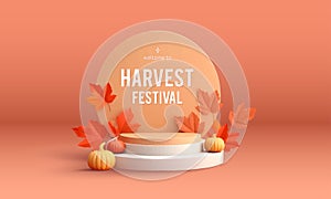 Autumn advertising banner with product showcase