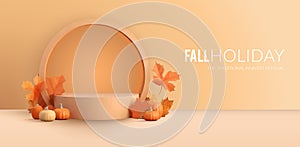 Autumn advertising banner with product showcase