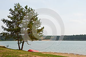 Autumn afternoon on the beach of a beautiful lake - September 2020