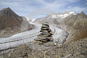 Autumn Aletsch Glacier and Mani Stones, Switzerland