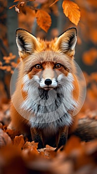 Autumn allure Beautiful red fox in an autumn forest scene