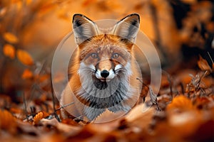 Autumn allure Beautiful red fox in an autumn forest scene