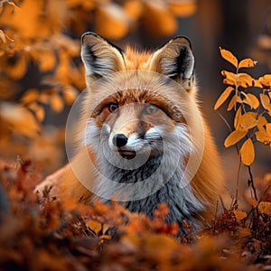 Autumn allure Beautiful red fox in an autumn forest scene