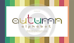 Autumn alphabet fonts. Fashion Color trend.